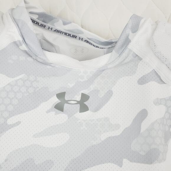 Under Armour Shirt Youth Large White Gray Camo Gameday M Hex Pad Padded Football - Picture 3 of 12